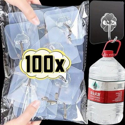Klebehaken - Transparent Mehrzweck Schlüsselhalter Handtuchhaken - 100 Stück