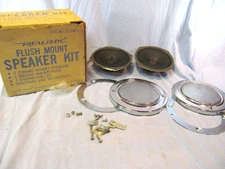VINTAGE RADIO SHACK REALISTIC FLUSH MOUNT SPEAKER KIT W/ CHROME GRILLES 12-1841