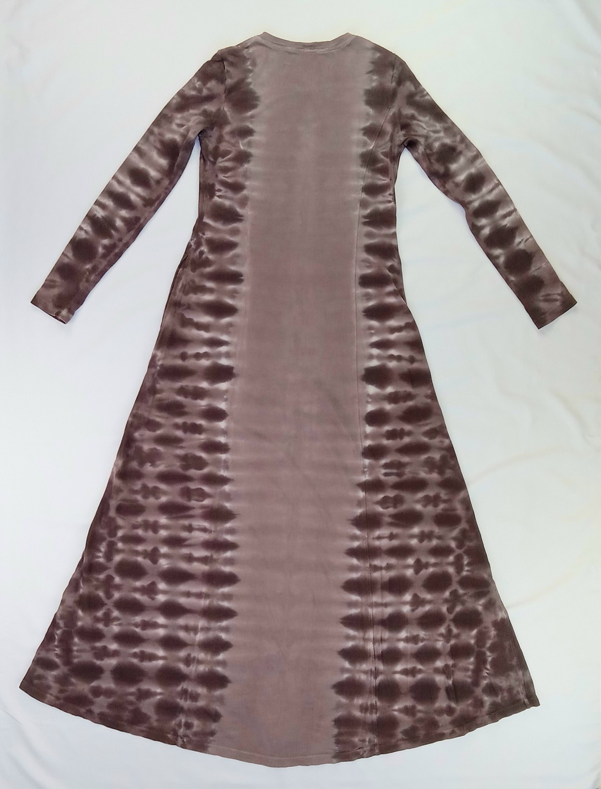 Small RAQUEL ALLEGRA Tie-Dye RHEA Brown COTTON-Knit Long Kaftan T-shirt Dress