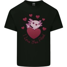 Camiseta de algodón ligero I Love You Allot San Valentín Axolotl para hombre