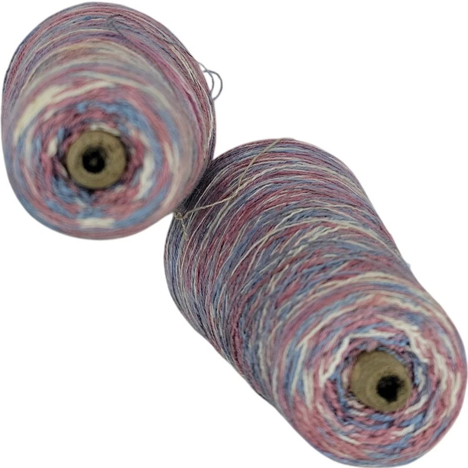 Vintage Multicolor Variegated Weaving Knitting Crochet Thread Cone Yarn - Image 2 of 4