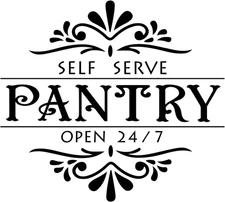 Pantry Wall Sticker Self Serve Open 24/7 Vintage Vinyl Decal Home Door Decor
