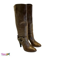 Stivali al ginocchio Miss Sixty Made In Italy in pelle marrone con fibbia US 8,5 EU 39