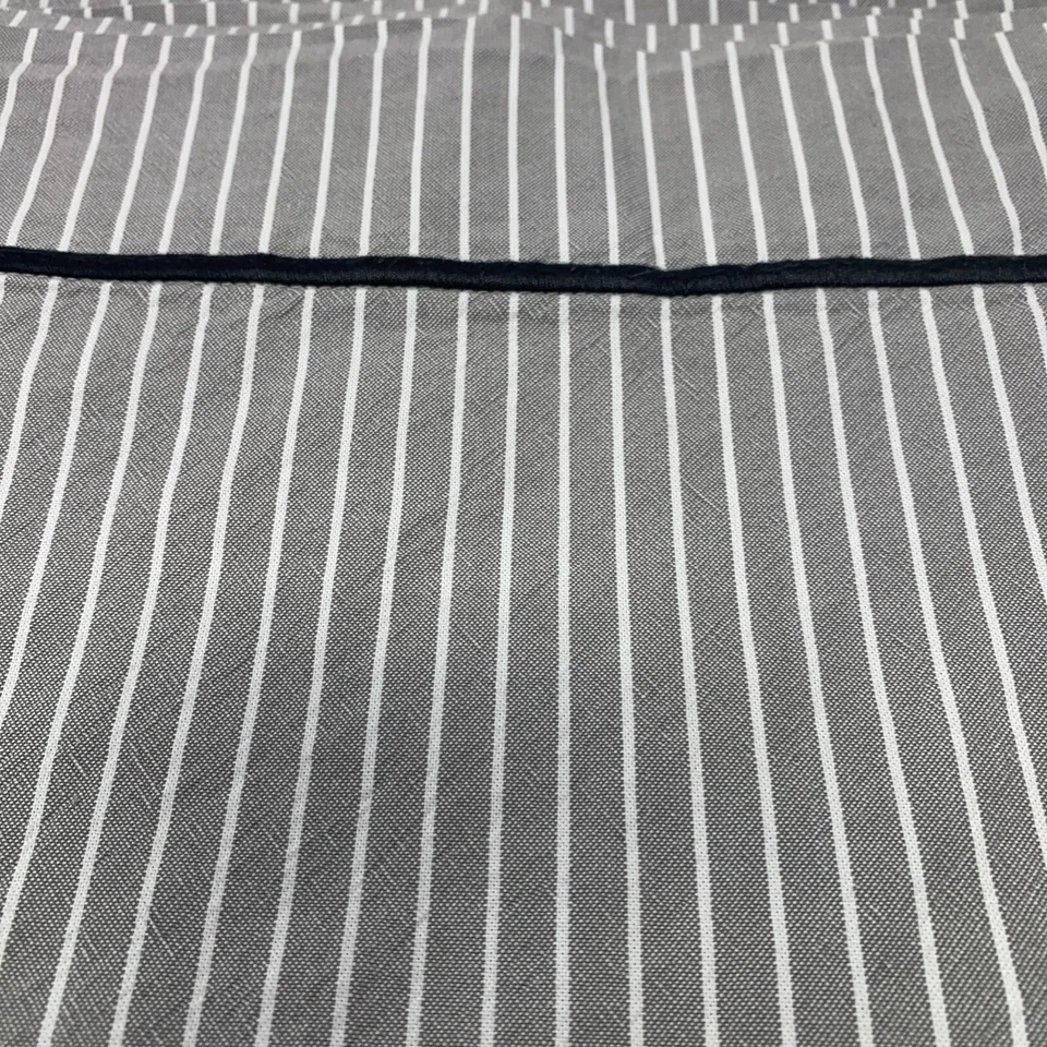 Sábana plana Pottery Barn Teen Oxford a rayas doble X larga gris blanco rayas PBT Foto 2 de 4