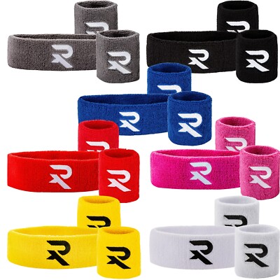 Sport Handgelenk Schweißbänder & Stirnband Set Baumwolle Squash Tennis Fitness Raquex