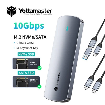 Yottamaster M.2 NVMe SATA SSD-Gehäuse USB 3.2 Gen 2 auf SSD-Festplattengehäuse