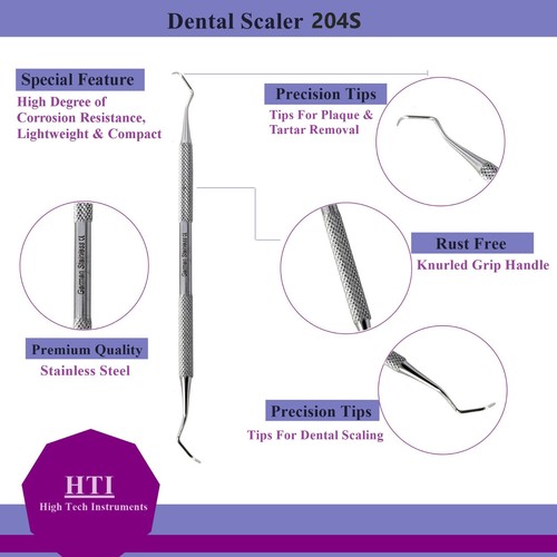 Sickle Scaler 204S Double End Periodontal Dental Instruments NEW Stainless Steel - Picture 2 of 3