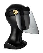 Bluestone Sunshield Hard Lens Clear Face Shield Gold Hardware Chin Strap 50 NEW