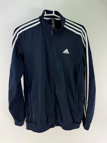 adidas Mens Blue Full Zip 3 Stripes Track Jacket Size L