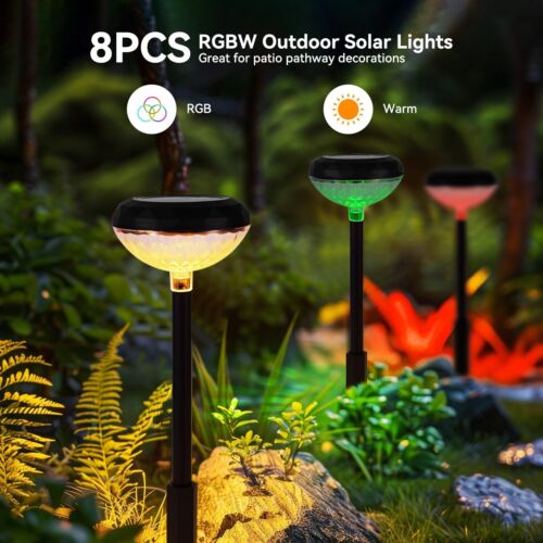 Solar Pathway Lights Outdoor Waterproof: 8 Pack LED Yard Light RGB Landscape ... - Picture 2 of 7