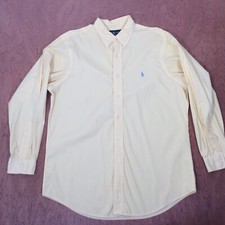 Polo Ralph Lauren SHIRT Mens 16.5 CUSTOM FIT Button Down YELLOW STRIPE LOGO