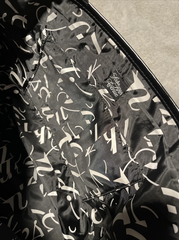 "Bolso de Mano Saks Fifth Avenue Negro Grande de Nylon 15x12x5"" Estampado Completo en el Interior" Foto 4 de 4