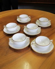 Alt Rosenthal Sanssouci Suppentassen Poliergold - Kante, weiß,  12 tlg