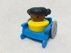1995 Vintage Fisher Price Little People Blue Wheelchair + Little Girl