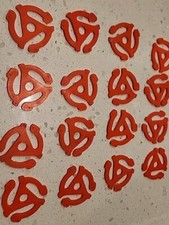 Lot of 16 Orange Snap-In 45 RPM Vinyl Record Adaptor Spindles