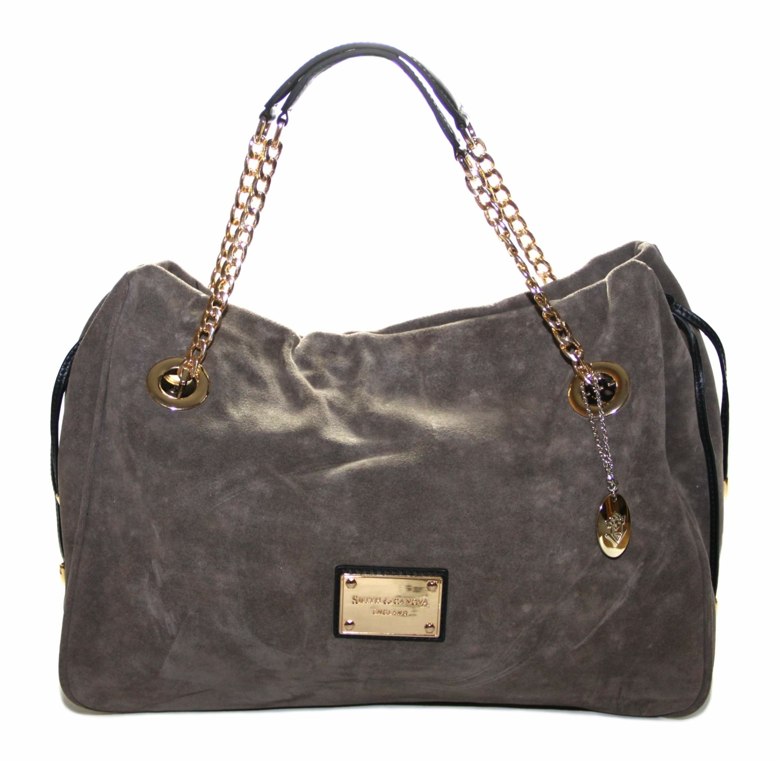 Smith and Canova Womens Large Brown Suede Shoulder Bag Handbag
