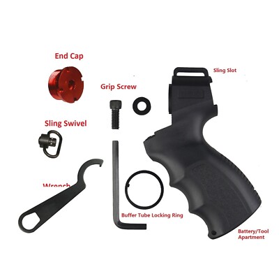 Mossberg 500 Shotgun Grip With Red End Cap/Sling Swivel and Wrench for the Cap