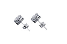 Royal Crown Silver SP 2 Cts Cubic Zirconia Stud Earring
