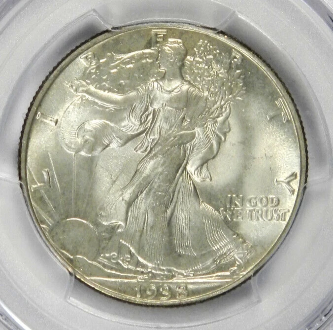 1938 WALKING LIBERTY HALF DOLLAR ~ SATINY AND NICELY TONED ~ SHARP PCGS MS66! - Image 2 of 4