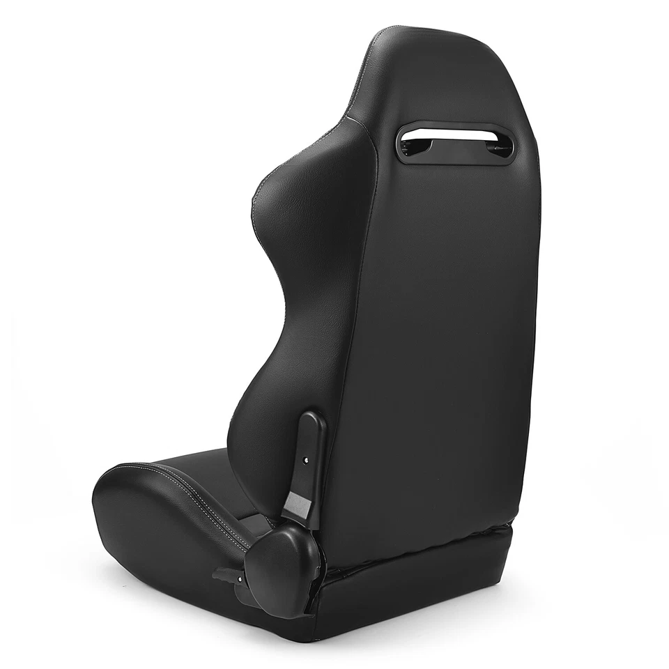 1 Pair Universal Classic Plain Black PVC Leather Easy Reclinable Racing Seats Foto 3 de 4