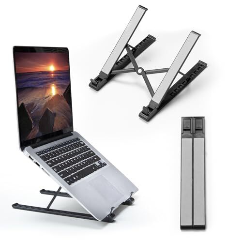 Portable ABS + Silicone Laptop Stand for Desk in Black