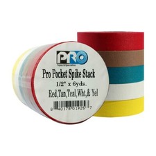 Pro Pocket Spike Stack 1/2"x6yds 5 Bright Colors Matte Cloth Tape
