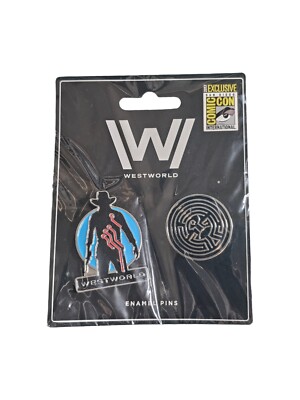 West World Enamel Tv Pin Badge Set Of 2 2017 Comic Con Exclusive Host Robot Maze