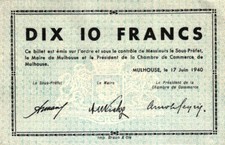 05 France / Frankreich Mulhouse 10 Francs 1940 Serie C  (FRNG-1089)