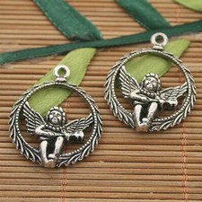 5pcs dark silver tone angel charms pendants h3184