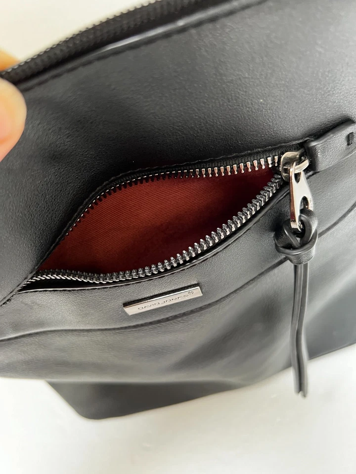 DAVID JONES PARIS Womens Black Leather Chic Backpack Bag (Read) - Image 3 of 4