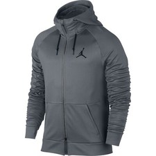 Nike Air Jordan Men's 360 Fleece Full Zip Training Hoodie Thumbholes Gray-S