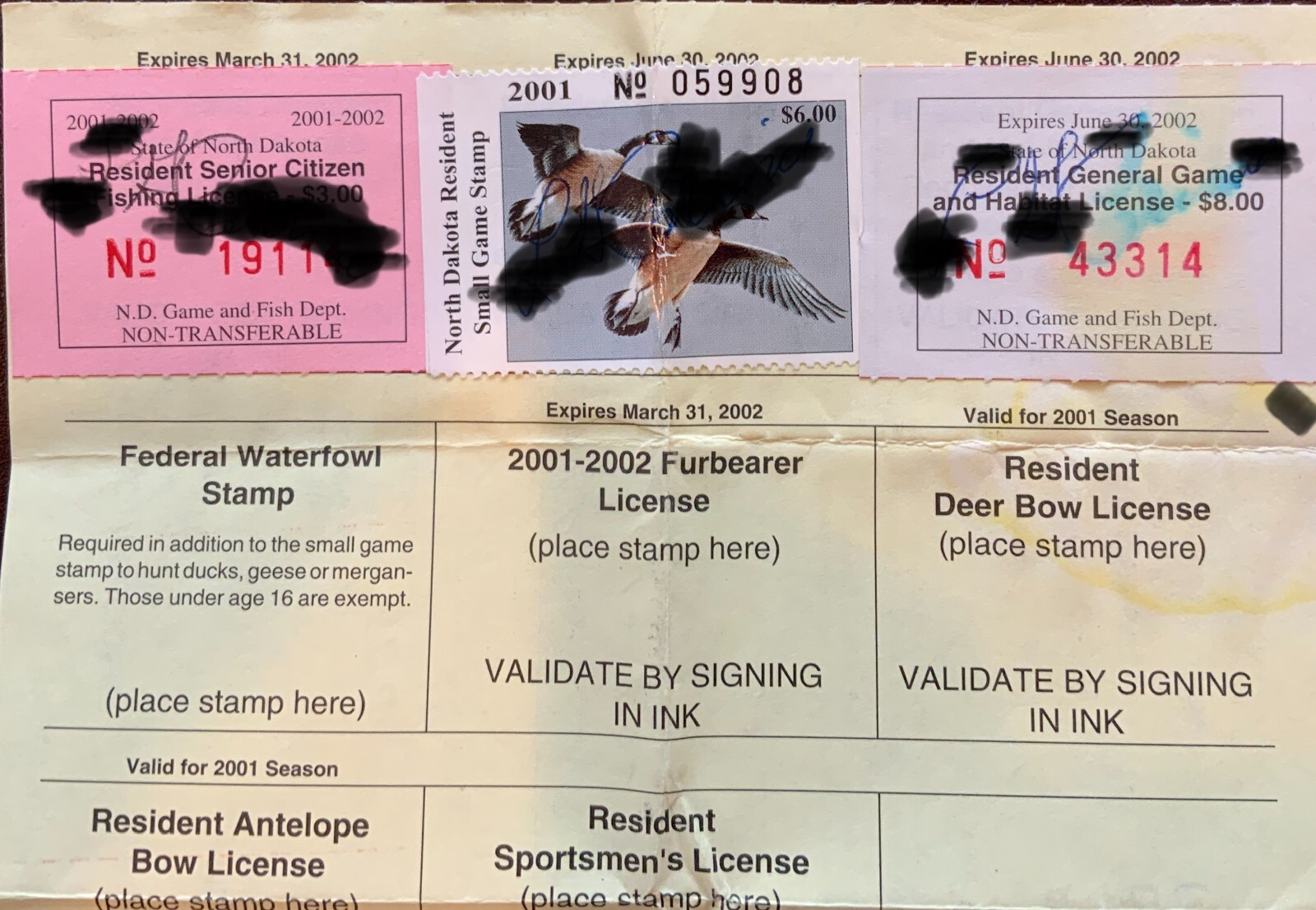 2001 North Dakota Game and Fish Department used licenses eBay