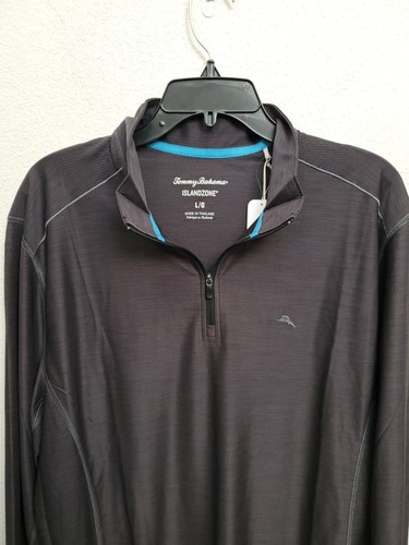 NEW Tommy Bahama Men's L Black Lightweight 1/4 Zip Jacket Long Sleeve NWT $128 - Picture 7 of 10