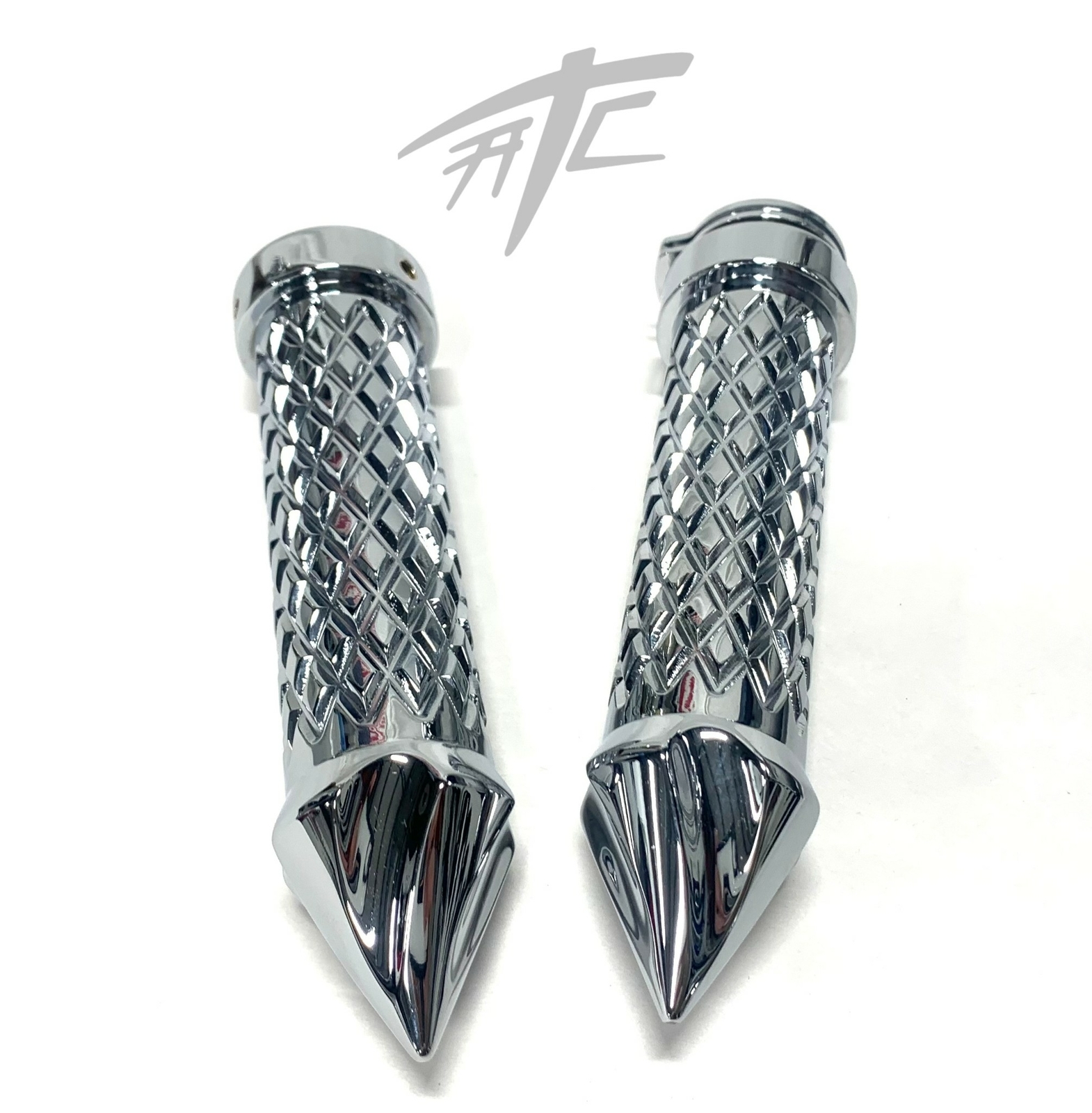 ZX-10 GRIPS CHROME DIAMOND PATTERN TWIST SPIKES ALL KAWASAKI NINJA ZX-10