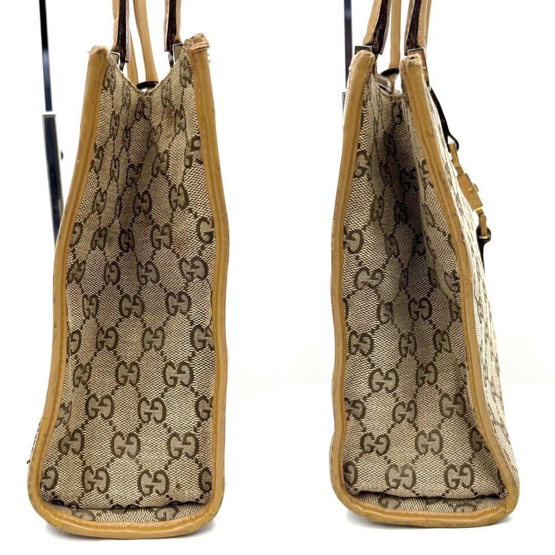 GUCCI Jackie Tote Bag GG Beige Canvas Leather From Japan x16 eBay