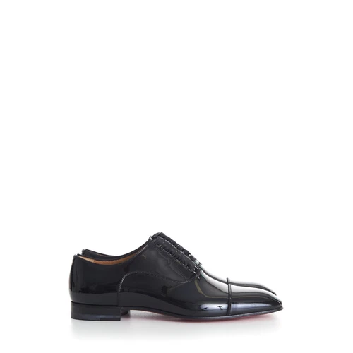 CHRISTIAN LOUBOUTIN 945$ Greggo Lace-Up Oxford Shoes - Black Patent Leather