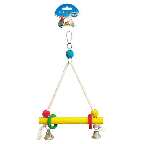 Duvo+ Vogelschaukel HolzwüRfel Mit Glocken 20X30 Cm Bunt FüR VöGel Spielzeug-image