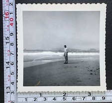 Man Standing on Beach Pacific Ocean 1952 Santa Cruz CA Photo Snapshot #2