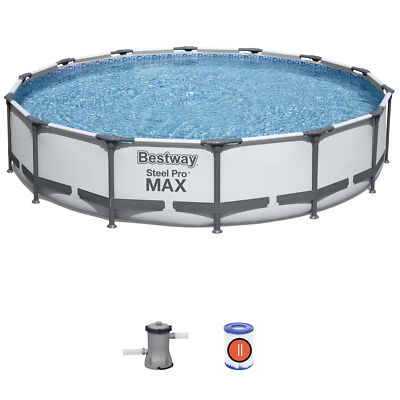 Bestway  Steel Pro MAX  Frame Pool-Set mit Filterpumpe Ø 427 x 84 cm, lichtgr...