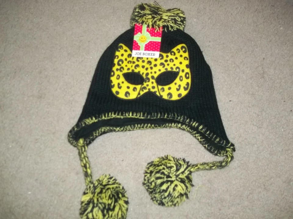Joe Boxer Leopardo Gatito Máscara Sombrero Gorra Nuevo con Etiquetas Medias Gorro Calavera OSFM Foto 2 de 2