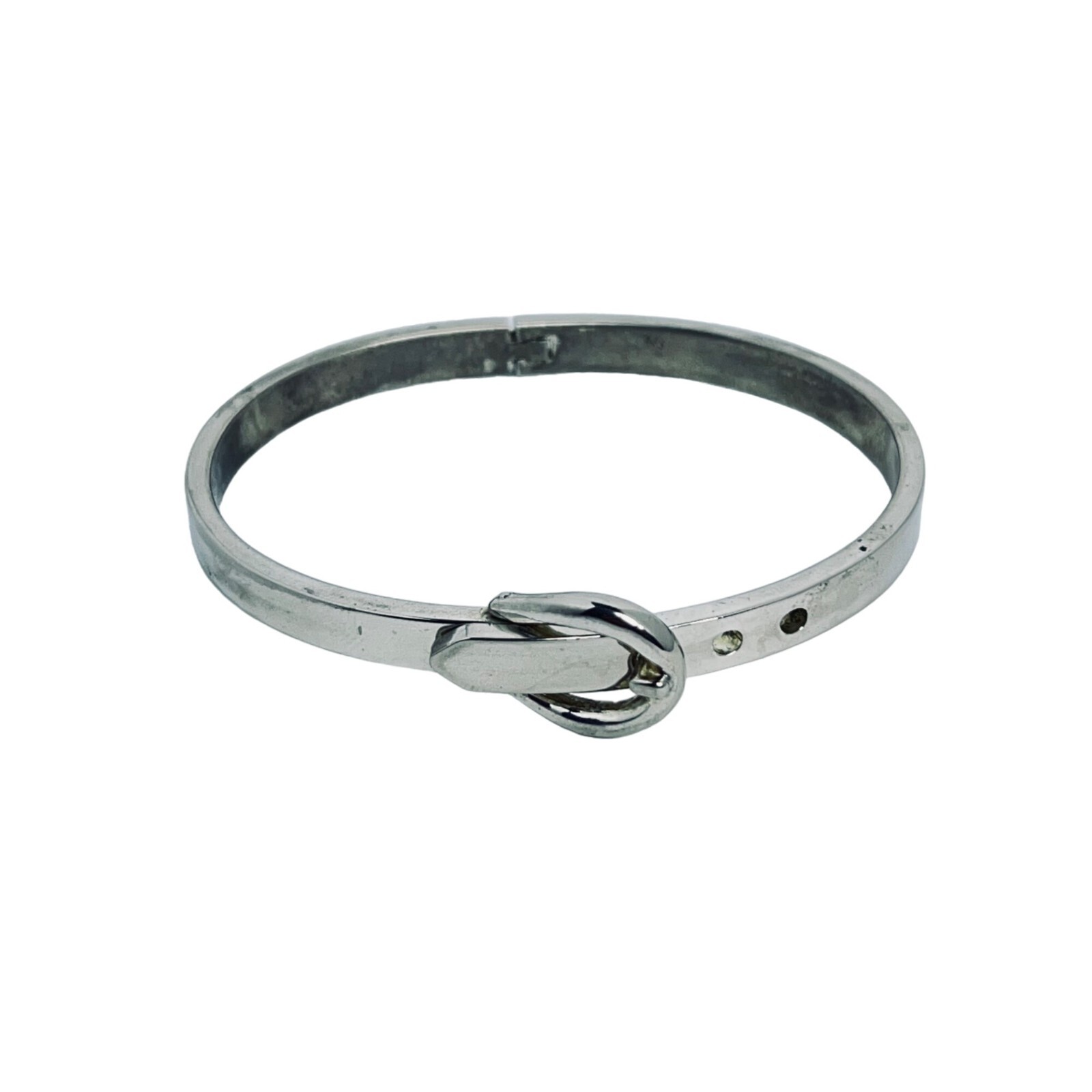 Vintage Sterling Silver Plated Belt With Buckle Hinged Bracelet (5490)