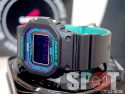 Casio G-Shock Basic Black Neon-Like Purple Highlights Men's Watch