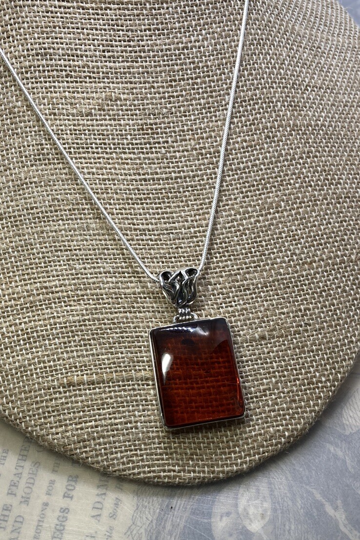 Handmade HONEY AMBER Rectangular 925 Sterling Sil… - image 9