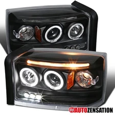 Fit 2005-2007 Dodge Dakota Black LED Halo Projector Headlights Headlamp 05 06 07