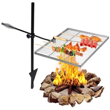 Swivel Campfire Grill Heavy Duty Stainless Steel Grate, Over Fire Camp Grill ...