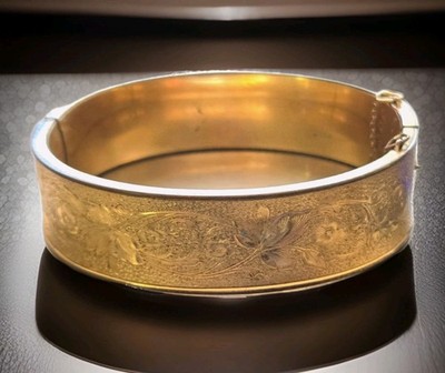 Vintage PSH 1/20 10K GF Victorian Hinged Bracelet 7''  25 g