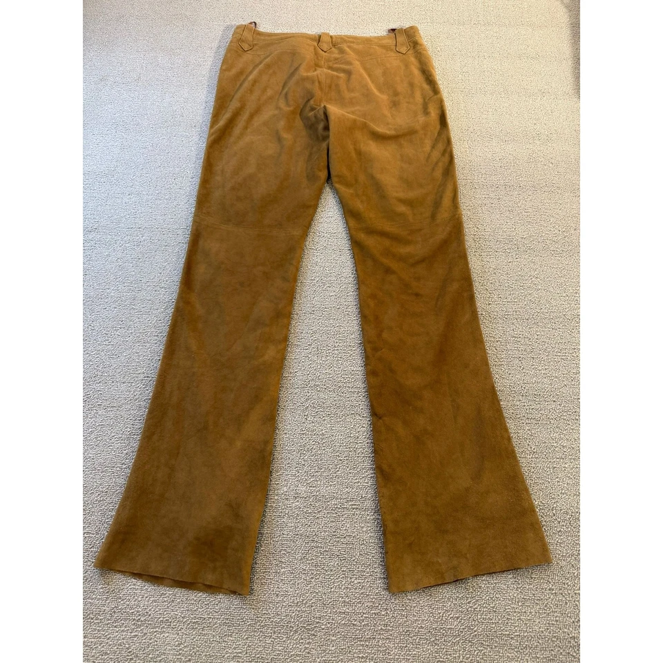Ralph Lauren Women’s Suede Leather Pants 10 Brown Bootcut Flare Y2K Vintage. - Image 2 of 4