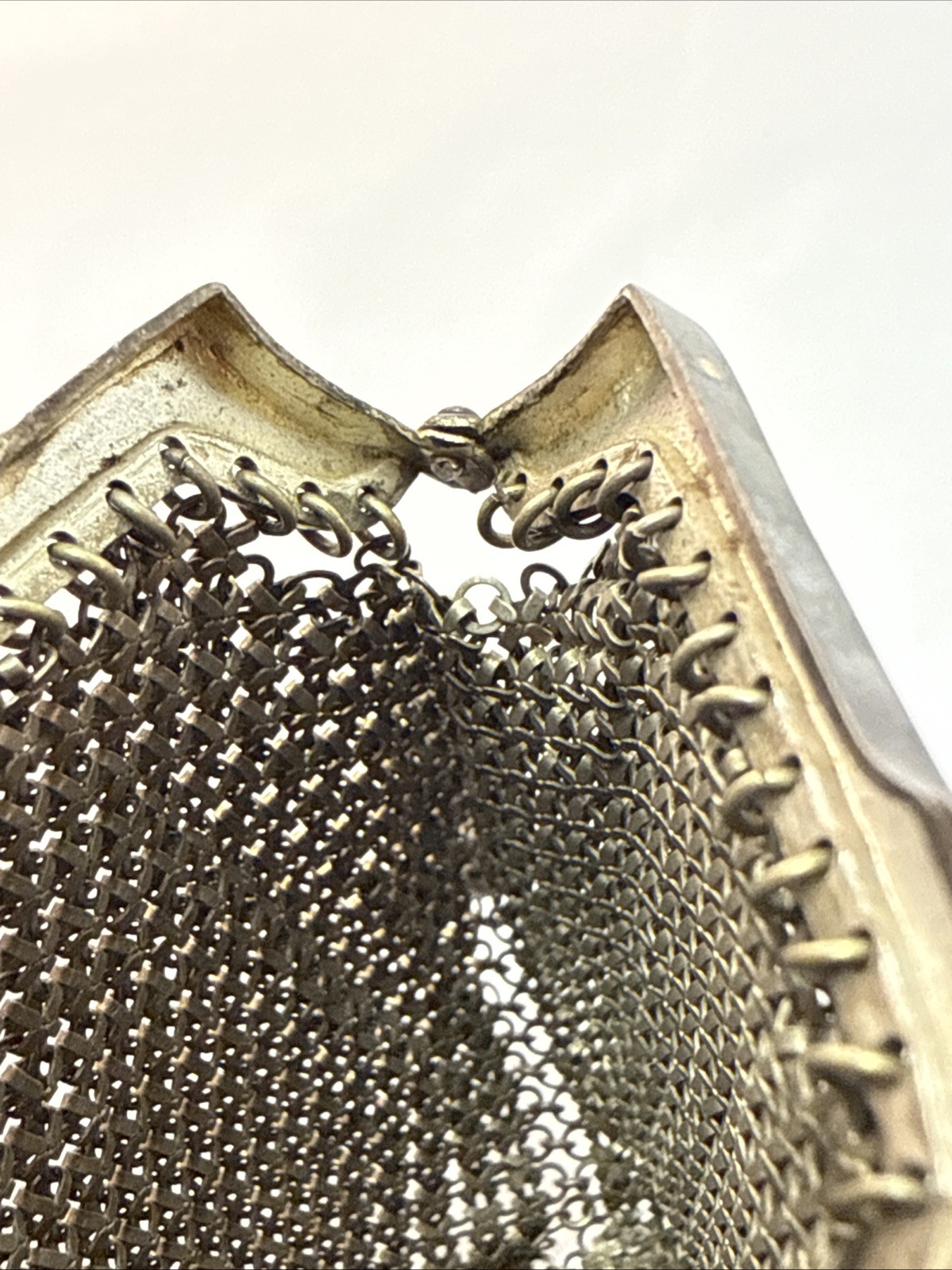 Antique Art Deco Nickel Silver Mesh Coin Purse Bag - image 6