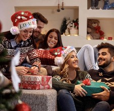LED Light Up Christmas Santa Hat Red White Faux Fur Trim Novelty Headgear