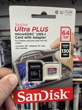 NIB SanDisk Ultra Plus64GB MicroSDXC UHS-I Card w/ Adapter Fast Free Shipping